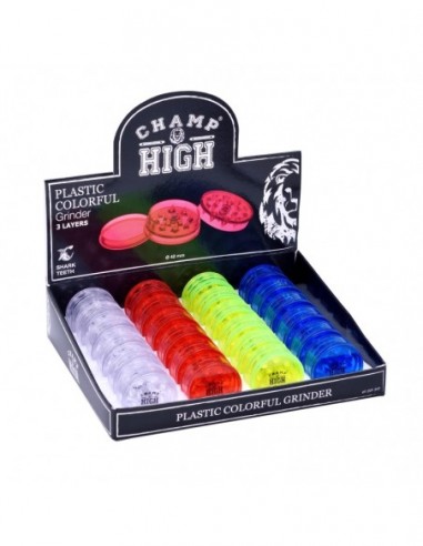 GRINDER PLASTICO BASICO 42 MM - DISPLAY 24 UDS - COLORES VARIOS - CHAMP HIGH