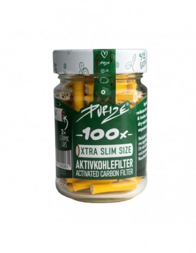 FILTROS PURIZE XTRA SLIM 100 UDS   TARRO CRISTAL AMARILLO