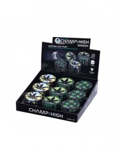GRINDER DRIPPING LEAF PAINT 50 MM 4-PARTES CHAMP HIGH DISPLAY 9 UNIDADES