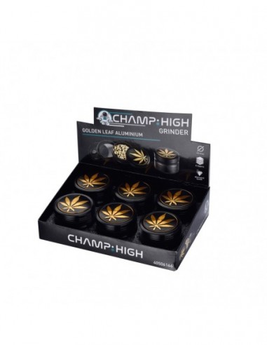 GRINDER HOJA DORADA 63 MM 4-PARTES CHAMP HIGH DISPLAY 6 UNIDADES