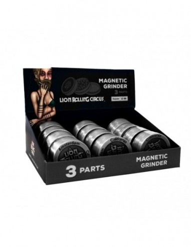 LION ROLLING CIRCUS GRINDER METAL 3 PARTES DISPLAY 12 UNIDADES  ACCESORIOS DE FUMADOR