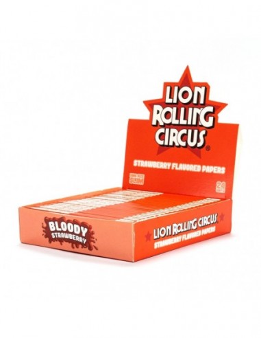LION ROLLING CIRCUS PAPEL SABORIZADO BLOODY STRAWBERRY KING SIZE DISPLAY 24 LIBRITOS  PAPEL Y FILTROS