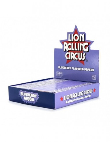LION ROLLING CIRCUS PAPEL SABORIZADO BLUEBERRYMOON KING SIZE DISPLAY 24 LIBRITOS  PAPEL Y FILTROS