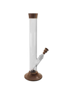 BONG CYLINDER DE MADERA DE HOJA NEGRA CON PIE DE MADERA DE NOGAL