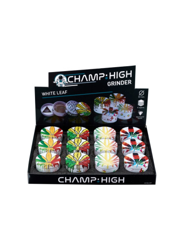WHITE LEAF GRINDER (50MM) - DISPLAY 12 UDS - MOTIVOS VARIOS - CHAMP HI