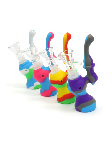 BUBBLER DE SILICONA CON CUENCO DE VIDRIO (COLORES MEZCLADOS)