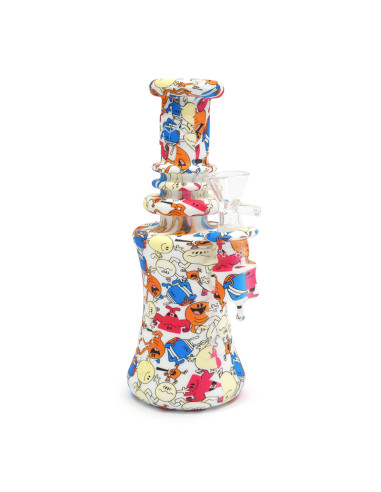 PIPA DE AGUA BUBBLER DE SILICONA CON IMPRESIÓN WATER TRANSFER Y CUENCO