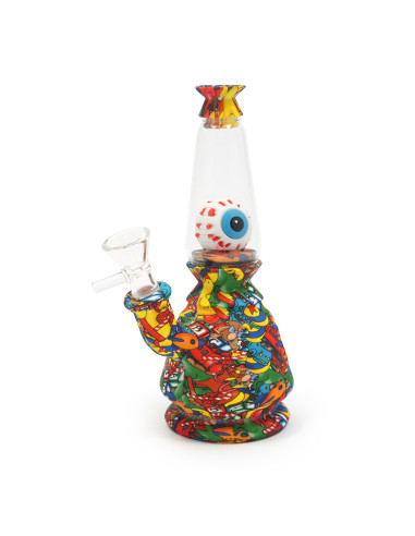 BONG DE SILICONA CON IMPRESIÓN WATER TRANSFER Y OJO DENTRO
