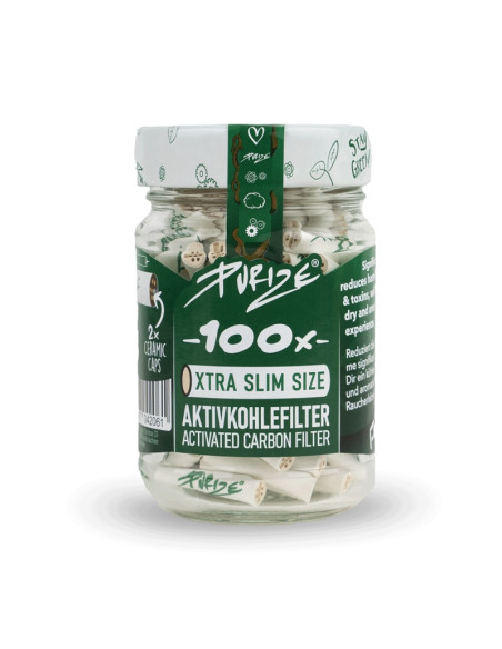 FILTROS PURIZE XTRA SLIM (100 UDS / TARRO CRISTAL) BLANCO