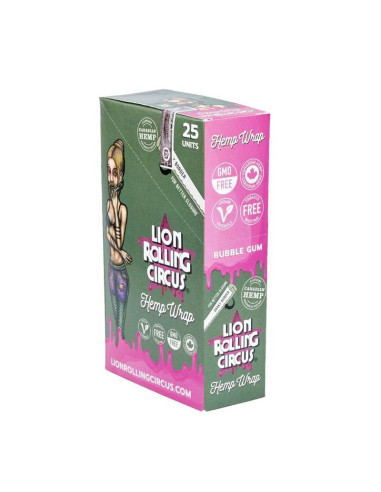LION ROLLING CIRCUS HEMP WRAP BUBBLE GUM (DISPLAY 25 SOBRES)