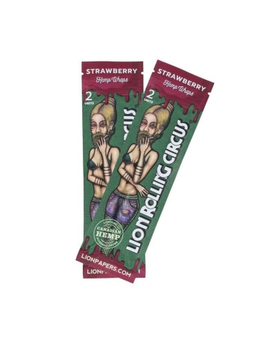 LION ROLLING CIRCUS HEMP WRAP STRAWBERRY (DISPLAY 25 SOBRES)