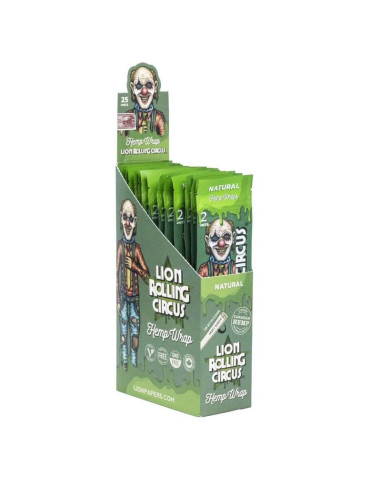 LION ROLLING CIRCUS HEMP WRAP NATURAL (DISPLAY 25 SOBRES)