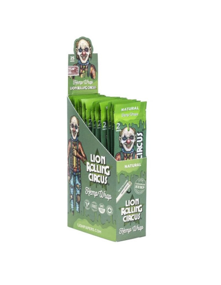 LION ROLLING CIRCUS HEMP WRAP NATURAL (DISPLAY 25 SOBRES)