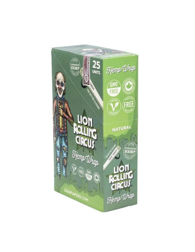 LION ROLLING CIRCUS HEMP WRAP NATURAL (DISPLAY 25 SOBRES)