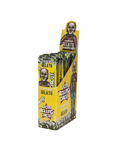 LION ROLLING CIRCUS HEMP WRAP TERPENES GELATO (DISPLAY 25 SOBRES)