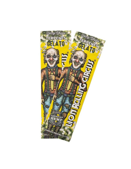 LION ROLLING CIRCUS HEMP WRAP TERPENES GELATO (DISPLAY 25 SOBRES)