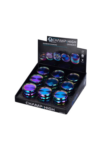 GRINDER ROMBO ARCO IRIS (40 MM) 4-PARTES CHAMP HIGH (DISPLAY 9 UNIDADE