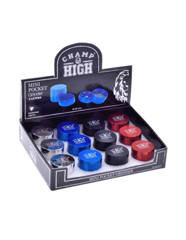 MINI POCKET GRINDER (30 MM) - DISPLAY 12 UDS - COLORES VARIOS - CHAMP 
