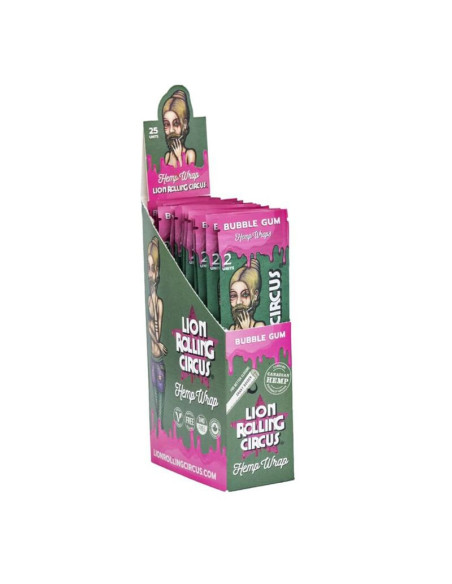 LION ROLLING CIRCUS HEMP WRAP BUBBLE GUM (DISPLAY 25 SOBRES)