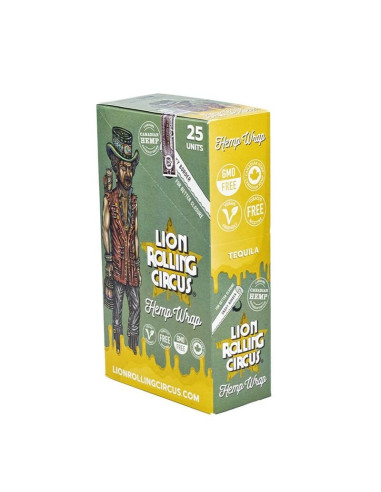 LION ROLLING CIRCUS HEMP WRAP TEQUILA (DISPLAY 25 SOBRES)