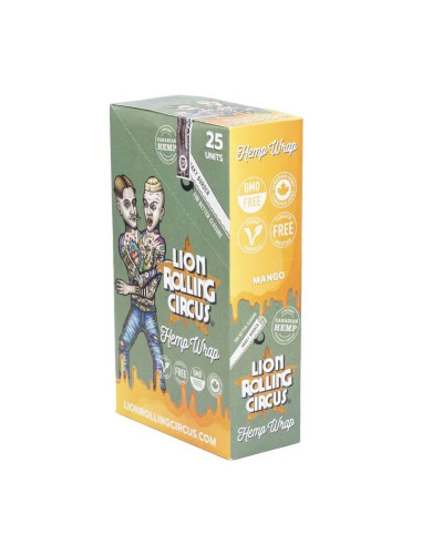 LION ROLLING CIRCUS HEMP WRAP MANGO (DISPLAY 25 SOBRES)
