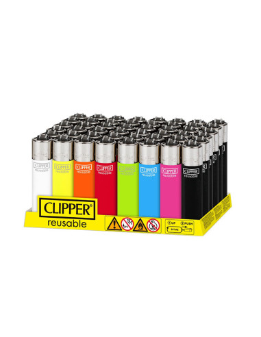 MECHERO CLIPPER CLASSIC LARGE SURTIDO SOLIDO (DISPLAY 48 UDS)