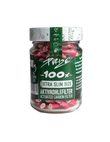 FILTROS PURIZE XTRA SLIM (100 UDS / TARRO CRISTAL) ROSA
