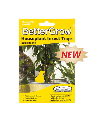 LAMINAS AMARILLAS ATRAPA-INSECTOS BETTER GROW (DISEÑO PAJARO) 15 UDS